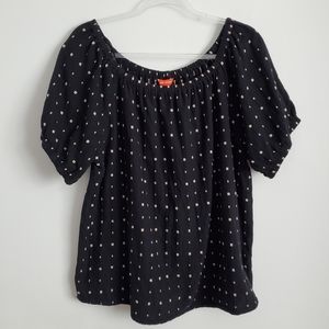 Black Textured Short Sleeve Top Size 1X